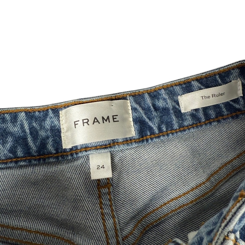 FRAME The Ruler Straight Leg Jeans Women 24 Blue Denim High Rise Stretch Classic - Picture 3 of 11